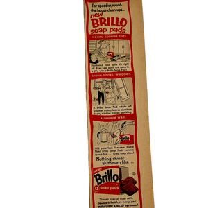 1958 Brillo Soap Pads Red House Cleaning‎ Cartoon Original Retro Vtg Print Ad